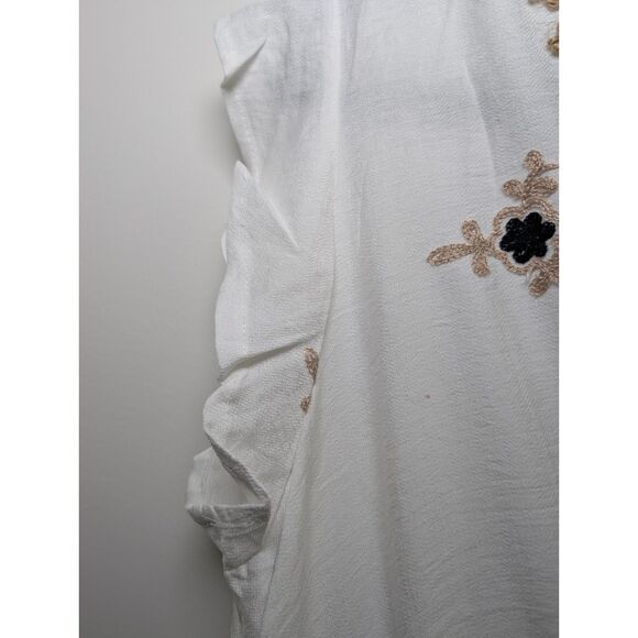 NWT Everlynn White Embroidered Viscose Maxi Dress Boho Resort Medium Folk Art - Picture 11 of 14